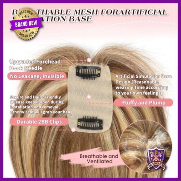 14 Inch Human Hair Topper with Real Scalp for Thinning Hair main image 7